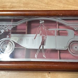 Vintage 60s Jewelry Box With Art Nouveau Glass